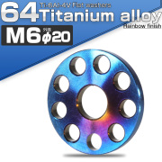 64チタン製 M6 平ワッシャー 外径20mm ホール加工仕上げ ダークカラー 焼きチタン風 フラットワッシャー JA501 【メール便可】