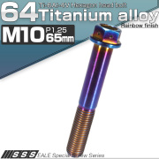 チタンボルト M10×65mm P1.25 六角ボルト フランジ付き 六角穴付きボルト 焼きチタンカラー JA555 【メール便可】