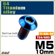 チタンボルト M5×10mm P0.8 ボタンボルト 六角穴 焼きチタンカラー ダークカラー JA588 【メール便可】