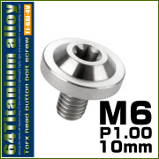 チタンボルト M6×10mm P1.0 ボタンボルト トルクスヘッド フランジ付 カスタムボルト シルバー チタン原色 JA651 【メール便可】
