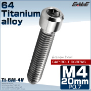 チタンボルト M4×20mm P0.7 六角穴付ボルト キャップボルト シルバー チタン原色 JA683 【メール便可】