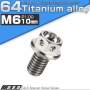 チタンボルト M6×10mm P1.00 六角ボルト フランジ付 ホールヘッド シルバー チタン原色 JA775 【メール便可】