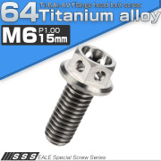 チタンボルト M6×15mm P1.00 六角ボルト フランジ付 ホールヘッド シルバー チタン原色 JA778 【メール便可】
