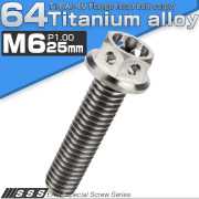 チタンボルト M6×25mm P1.00 六角ボルト フランジ付 ホールヘッド シルバー チタン原色 JA784 【メール便可】