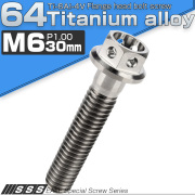 チタンボルト M6×30mm P1.00 六角ボルト フランジ付 ホールヘッド シルバー チタン原色 JA787 【メール便可】