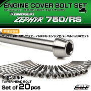ゼファー750 RS 64チタン エンジンカバーボルト 20本セット カワサキ車用 ZEPHYR テーパーヘッド シルバー JA8139
