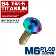 チタンボルト ボタンボルト M6×20mm P1.00 六角穴 テーパーヘッド カスタムボルト レインボー 虹色 JA853 【メール便可】