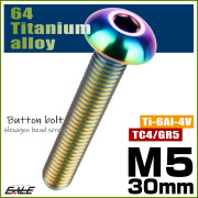 チタンボルト M5×30mm P0.8 ボタンボルト 六角穴 レインボー 虹色 ライトカラー JA904 【メール便可】