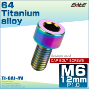 チタンボルト M6×12mm P1.0 キャップボルト 六角穴 キャップスクリュー 虹色 レインボー JA922 【メール便可】