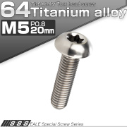 チタンボルト M5 20mm P0.8 トルクス穴付き ボタンボルト シルバー チタン原色 JA933 【メール便可】
