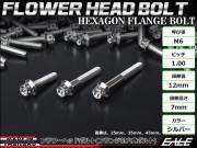 M6×80mm フラワーヘッドボルト ステンレス製フランジ付き六角ボルト クランクケースなどのエンジン周りに シルバー TB0439 【メール便可】