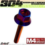 M4×25mm P0.7 フランジ付き 六角ボルト ヘキサゴンヘッド CNC SUS304 ステンレス 焼きチタンカラー TB1226 【メール便可】