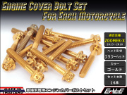 ZOOMER-X エンジンカバー ボルト14本set フランジ付六角ボルト フラワーヘッド ゴールド TB6030