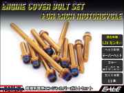 12Vモンキー エンジンカバー ボルト11本set キャップボルト CTCテーパーヘッド ゴールド&焼チタンカラー TB6108