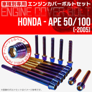 エイプ 50 100  -2005 エンジンカバーボルト 14本セット テーパーシェルヘッド 焼チタン TB6153