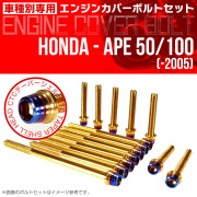 エイプ 50 100  -2005 エンジンカバーボルト 14本set CTCテーパーシェルヘッド 金＆焼チタン TB6162
