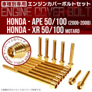 エイプ XR モタード  50 100 エンジンカバーボルト 14本セット テーパーシェルヘッド ゴールド TB6177