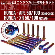エイプ XR モタード  50 100 エンジンカバーボルト 14本セット フラワーヘッド 焼チタン TB6181