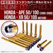 エイプ XR モタード  50 100 エンジンカバーボルト 14本set CTCテーパーヘッド 金＆焼チタン TB6183