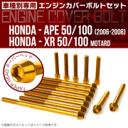 エイプ XR モタード  50 100 エンジンカバーボルト 14本セット テーパーヘッド ゴールド TB6189