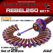 エンジンカバー ボルトセット レブル250 REBEL250 29本セット フラワーヘッド ホンダ用 焼きチタン色 TB6906