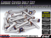 YZF-R25 YZF-R3 MT-25 MT-03 エンジンカバー ボルト21本set フランジ六角ボルト CTC H.H シルバー&焼チタンカラー TB7034