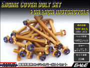 YZF-R15 エンジンカバー ボルト23本set フランジ付六角ボルト CTCヘキサゴンヘッド ゴールド&焼チタンカラー TB7060