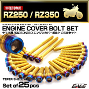 エンジンカバー ボルトセット RZ250 RZ350 25本セット テーパーシェルヘッド ヤマハ用 ゴールド＆ブルー TB7182