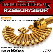 エンジンカバー ボルトセット RZ250R RZ350R 22本セット テーパーシェルヘッド ヤマハ用 ゴールド TB7202
