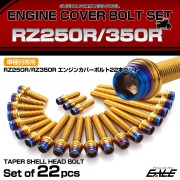 エンジンカバー ボルトセット RZ250R RZ350R 22本セット テーパーシェルヘッド ヤマハ用 ゴールド＆ブルー TB7207