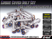 KSR110(KL110A) エンジンカバー ボルト27本set フランジ付六角ボルト CTC Hexagon Head シルバー&焼チタンカラー TB8009