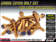 Z125 PRO(BR125) エンジンカバー ボルト18本set フランジ付六角ボルト CTC Hexagon Head ゴールド&焼チタンカラー TB8035