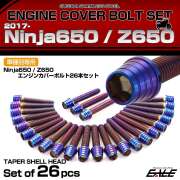 エンジンカバー ボルトセット Ninja650 2017年- Z650 2017年- 26本セット テーパーシェルヘッド カワサキ用 焼きチタン色 TB8653