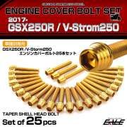 エンジンカバー ボルトセット GSX250R V-Strom250 25本セット テーパーシェルヘッド スズキ用 ゴールド TB9027