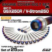 エンジンカバー ボルトセット GSX250R V-Strom250 25本セット テーパーシェルヘッド スズキ用 シルバー＆ブルー TB9036