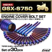 エンジンカバー ボルトセット GSX-S750 30本セット テーパーシェルヘッド スズキ用 焼きチタン色 TB9203
