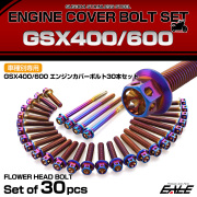 エンジンカバー ボルトセット GSR400 GSR600 30本セット フラワーヘッド スズキ用 焼きチタン色 TB9256