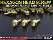 タッピングネジ M5×25mm ヘキサゴンヘッド ネジ 六角頭 ステンレス フランジ カウルやパネルなどに ゴールド TC0010 【メール便可】