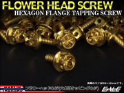 タッピングネジ M5×25mm フラワーヘッド ネジ 六角頭 ステンレス フランジ カウルやパネルなどに ゴールド TC0025 【メール便可】