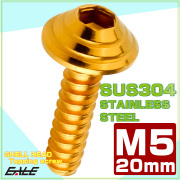 M5×20mm シェルヘッドネジ タッピングネジ ステンレス 削り出し トラス頭 カウルやパネルなどに ゴールド TC0084 【メール便可】