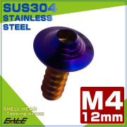 タッピングネジ M4×12mm シェルヘッド 六角穴 フランジ付き ネジ SUS304 ステンレス 焼きチタンカラー TC0146 【メール便可】