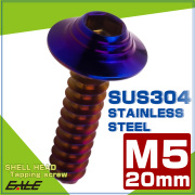 タッピングネジ M5×20mm シェルヘッド 六角穴 フランジ付き ネジ SUS304 ステンレス 焼きチタンカラー TC0149 【メール便可】