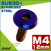 タッピングネジ M4×12mm シェルヘッドフラット 六角穴 フランジ付き ネジ SUS304 ステンレス 焼きチタンカラー TC0161 【メール便可】