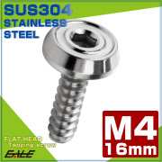 タッピングネジ M4×16mm フラットヘッド 六角穴 フランジ付き ネジ SUS304 ステンレス シルバー TC0167 【メール便可】
