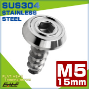 タッピングネジ M5×15mm フラットヘッド 六角穴 フランジ付き ネジ SUS304 ステンレス シルバー TC0168 【メール便可】