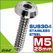 タッピングネジ M5×25mm フラットヘッド 六角穴 フランジ付き ネジ SUS304 ステンレス シルバー TC0170 【メール便可】