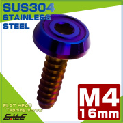 タッピングネジ M4×16mm フラットヘッド 六角穴 フランジ付き ネジ SUS304 ステンレス 焼きチタンカラー TC0177 【メール便可】