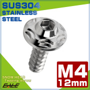 タッピングネジ M4×12mm スノーヘッド 六角穴 フランジ付き ネジ SUS304 ステンレス シルバー TC0181 【メール便可】