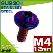 タッピングネジ M4×12mm スノーヘッド 六角穴 フランジ付き ネジ SUS304 ステンレス 焼きチタンカラー TC0191 【メール便可】