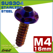 タッピングネジ M4×16mm スノーヘッド 六角穴 フランジ付き ネジ SUS304 ステンレス 焼きチタンカラー TC0192 【メール便可】